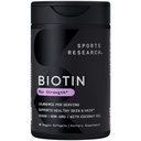 Sport Research ® Biotin 10,000µg szerves kókuszolajjal - Biotin (B7-vitamin) egészséges bőr és haj támogatás * - a nők és férfiak - Vegan, Non-GMO, Gluten & Soy- Free - 30 Veggie Softgels