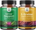 Tej-zsiradék-kiegészítés és L Lysine 1000mg tápanyag-kiegészítők - Gyógynövény-máj-kiegészítés szilymarin-tej-keményítő - L-lizin esszenciális aminoacetát-kiegészítés