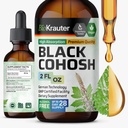 BIO KRAUTER Black Cohosh Root Tinktúra - Vegan Black Cohosh kiegészítők Női támogatás - Alkohol és cukor mentes - 2 Fl. Oz.