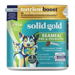 Solid Gold SeaMeal Cat probiotic & Dog Probiotics for Digestive Health - Kelp Powder Dog & Cat Multivitamin Supplement w / Prebiotics & Digestive Enzimes for Skin, Coat, & Gut + Immune Support - 3.5oz
