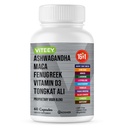 Viteey Ashwagandha Maca Fenugreek kiegészítés Tongkat Ali - Drive, Passion & Energy Support for men & Women - Hangulat, nyugalom & Stressz támogatás - 60 kapszula