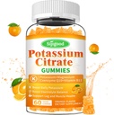 Kálium citrát gumik - Nagy potencia Kálium kiegészítés izomegészség, Leg Cramp Relief, Elektrolit egyensúly - Vegan, Non-GMO, Gluten- mentes, Orange Flavor, 60 gróf