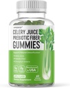 Celery Juice Fiber Gumies felnőtteknek - Prebiotic Celery Juice Gumim Detoxification Support & Supergreens Boost, Celery Juice, Chlorophyll, & Prebiotic Fiber - 60 Count