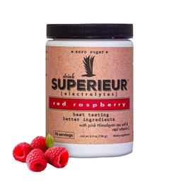 Superieur Electrolytes - Plant Based Electrolyte Supplement w / Sea Minerals for Hydration & Recovery - Keto Friendly, Non-GMO, Zero Sugar, Vegan Egészséges Sportok Italpor - Málna (70 szerváció)