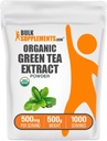 BulkSupplements.com Organic Green Tea Extract Powder - Organic Green Tea Powder, Polyphenols Supplement - Vegan & Gluten Free, 500mg per Serving, 500g (1,1 £) (1 db-os csomag)