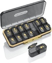 Pill Organizer 2 Times Egy nap, 7 nap Am Pm Pill Box - Acedada Weekly Pill Organizer Kétszer egy nap, Hordozható eltávolítható napi gyógyszeres tartály Dispenser Case vitamin halolaj kiegészítés, fekete szürke