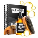 Beard Kit által Ranger Grooming Company által Leven Rose, 100% Organic Natural Fragrance Free Illatosított Beard Oil, Boar Bristle Beard Brush, Natural Wood Comb Beard Care Set for Men