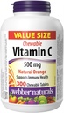 Webber Naturals C-vitamin, 300 rágótabletta, 500 mg C-vitamin tablettánként, csontok, fogak, immun- és antioxidáns támogatás