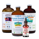 LIQUIDHEALTH Női Egészség és Vitalitás Napi folyékony multivitamin köteg prenatális / postnatalis multivitaminnal, kalcium és magnézium, Napi Multi Mineral, & Szerves B12 vitamin cseppek - USA Made, Non-GMO