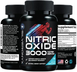 Extra erő nitrogén-oxid kiegészítés 3X Erő L Arginin, Citrullin malát, AAKG, Beta Alanine - Prémium izom támogató nitrogén booster - Natural Energy & Heart Health Support - 180 kapszula