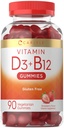 Carlyle-vitamin D3 + B12 Komplex Gummeumeae 124; 90 GM-124; Vegetáriánus, nem-GMO és Gluten Free Formula-124; Epres ízesítő kiegészítés