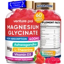 60 Tage Versorgung Magnesium Glycinate 400mg Gummi mit Ashwagandha, L-Theanin, CoQ10, Vitamin D3 & B6, Sugar Free Magnesium Gummi für Erwachsene & Kinder, Stress Relief, Schlaf &amp; ruhig, Vegan, Glutenfrei