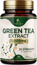 Zöld tea kivonat kapszula 1000 mg - szabványosított 45% EGCG & 98% polifenolok - 3X Strength Green Tea Pills for Natural Energy - Támogatja a szív egészségét, gyógynövény kiegészítés, Vegan, Non-GMO - 120 kapszula