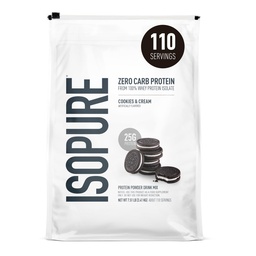 Isopure Zero Carb 100% tiszta savó izolátum fehérje por, laktózmentes, glutén mentes, Vitaminokkal, Cookie & Cream, 25 g fehérje Per Serving, 7,5 Lb, 110 adag (csomagolás május Vary)