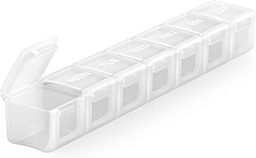 Sukuos Extra Nagy Pill Organizer, 7 Day Napi Pill Box Case Arthritis Friendly, Silkscreen Printed Medicine Container Clear Lid for Vitamins, Halolaj vagy kiegészítők (fehér)
