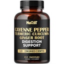 Cayenne bors kiegészítés kurkuma gyökér, gyömbér, Ceylon fahéjas Bark & More - Immunrendszer, Közös egészségügyi és emésztési egészségügyi támogatás - 210 kapszula