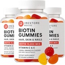 iRestatore Hair Gumi Vitamins, Vegan Biotin Gumies for Hair Skin and Nails, Hair Growth Gumies for Women & Men, Biotin 10,000mcg, 3PK