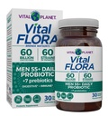 Vital Planet - Vital Flora Men 55 + Napi probiotikum, 60 milliárd CFU, 60 Diverse Strains, 7 Organic Prebiotics, Immune Support, Gas Relief, Colon és Digestic Health Probiotics férfiaknak 30 kapszula