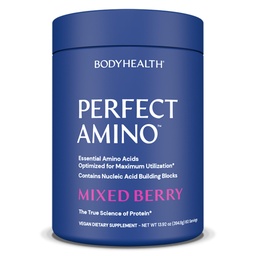 BodyHealth PerfectAmino Powder - BCAA és EAA Powder for Pre and Post Workout - Amino Acid Energy Drink for Men and Women to Support Lean Muscle and Recovery - Mixed Berry - 60 Servings