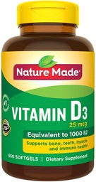 Természet készített D3-vitamin 25 µg., 650 Softgels