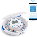 Élő Fine Smart WiFi Automatic Pill Dispenser Clear Lid 124; 28-napos gyógyszeradagoló Organizer Legfeljebb 9 adag / nap gondozási felügyeletre zárókulccsal, Light / Sound Alarms for Prescriptions & Vitamins