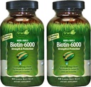 Irwin Naturals Biotin- 6000- 60 Liquid Soft- Gels, Pack of 2 - Supports Strength & Protection for Hair & Nails - with Avocado Oil, Coconut Oil, Lutein & Zeaxantin - 60 Total Servings