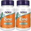 NOW Foods Supplements, Cink (Cink Gluconate) 50 mg, Supports Enzyme Functions *, Immune Support *, 100 tabletta (csomag 2)