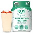 KOS Vegán fehérje por, ízesítetlen és nem édesített - Alacsony szénsavtartalmú Pea fehérje keverék, szerves szuperfood Gazdag Vitaminokban és ásványokban - Keto, Soy, Tejmentes - Étkezés nők és férfiak részére - 20 szerváció