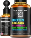 Flüssiges Biotin für Haarwachstum Frauen & Männer 10000mcg | Biotin und Kollagen Ergänzungen mit Saw Palmetto & Hyaluronsäure | Biotin Tropfen für Haarwachstum mit Vitamin D3 für Haar Haut und Nägel