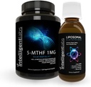 Intelligens Labs 2- in1 Bundle of 500MG Liposomal Glutation (Liquid Antioxidant Supplement) and 1MG 5- MTHF Methylfolate as Quatrefolic Acid ® (MTHFR Supplement for Metilation Support)