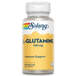 SOLARAY L Glutamin kapszula 500 mg - Immunszupportív kiegészítés - Ingyenes aminosav - Labor ellenőrzött, 60- napos pénz- vissza garancia - 100 adag, 100 tabletta