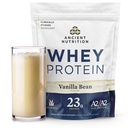 Ancient Nutrition Grass Fed Whey Protein, 23g Protein, Hydrolized Collagen Peptides, Organic Regenerative A2 / A2 Milk Protein (35 Servings, Vanilla Bean)