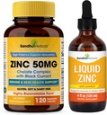 SandHUHERBALS Cink 50mg kapszula Bundle folyékony cink cseppfolyós cseppfolyós cseppfolyósítóval