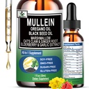 16- in- 1 Organic Mullein Drops for Lungs- 124; Mullein Leaf Extract w / Oregano olaj fekete magval