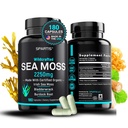 Certified Organic Sea Moss Capsules 2250mg Wildforked Irish Sea Moss Burdock Root Bladderwrack Supplement Raw Seamoss Pills & Powder (1x csomag 180- Caps)