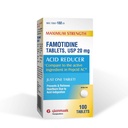 Glenmark Maximális hatáserősség Famotidin tabletta, 20 mg, Acid Reducer a Heartburn Relief, 100 gróf