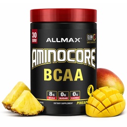 ALLMAX Nutrition AMINOCORE BCAA Powder, 8.18 Grams of Amino Acids, Intra and Post Workout Recovery Drink, Gluten Free, Ananász mangó, 315 g