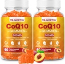 2 Pack CoQ10 Gumies 3000 mg - Plus Omega3, B3-vitamin & Cink, magas abszorpciós Koenzim Q10 kiegészítők celluláris energia és antioxidáns támogatás, Vegan 120
