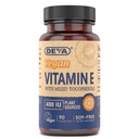 DEVA Vegan Vitaminok természetes E-vitamin 400 NE vegyes tokoferolokkal, támogatja az immunrendszert és a bőr táplálkozását, természetes antioxidáns és glutén mentes, tejmentes, nem-GMO, 90 kapszula