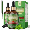 Organic Chlorophyll Liquid Drops Liposomal for Women & Men, 6- in- 1 Greens Superfood Vegan Chlorophyll w / Spirulina, Búzafű, C B12 A vitamin belső dezodor *, Energy, Digestive, 2Packs / 4 Fl Oz