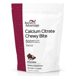 Bariátriai előny Kalcium Citrate Chewy Bites 500 mg - Highly Absorbable & Digestible - D3 - Easily Chewable Kalcium Supplement - Chocolate Flavor - 90 Count