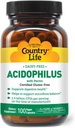 Country Life Acidophilus Probiotic Supplement for Women & Men - Free from Common Allergens - 2.4 Million CFU to Support Digestive Health - Dairy- Free, Non-GMO, 100 Vegan Capsules