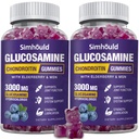 2 Packs Glucosamine Chondroitin Gumies - 3000MG Extra Strength Joint Support Supplement with MSM & Elderberry, Rugalmasság, Antioxidáns Immun Support Gumi Felnőttek, Férfiak és Nők