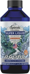 Optivida Health Colloidal Silver Liquid (16 Oz) - Premium Nano Silver Colloid Supplement for Daily Wellness & Immune Support, Natural Liquid Silver Hydrochloride for Recept & Kids, Non-GMO, Gluten- Free