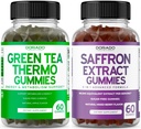 Zöld tea Fat Burner (60 gróf) Fogyás Fat Burner étvágycsökkentő felnőttek és sáfrány kiegészítők (60 gumi) Premium Sugar Free Gumi - 5 az 1 Advanced Formula - Vegán széf & USA Made