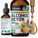 BIO KRAUTER Alkohol méregtelenítő tinktúra - Máj tisztító és méregtelenítő formula - Milk Thistle & Dandelion - Máj támogató folyadék kivonat - Alkohol és cukor mentes - Vegan cseppek 2 Fl.Oz.