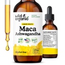 Wild & Organic Maca Ashwagandha Drops for Women and Women - Peruvian Maca Root and Ashwagandha Tinkture for General Support - Vegan, Sugar & Alcohol- Free Extract Supplement - 2 fl oz