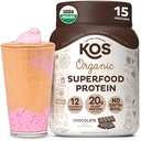 KOS növényalapú fehérje por, csokoládé USDA Organic - Alacsony szénsavtartalmú borsó fehérje keverék, vegán szuperfood Vitaminokkal és ásványokkal - Keto, Soy, Dairy Free - Étkezés nőknek és férfiaknak - 15 szertartás