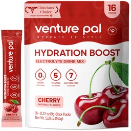 Venture Pal Sugar Free Electrolyte Powder Packets - Liquid Daily IV Drink Mix for Rapid Hydration & Party Recovery 124; 5 Vitamins & 7 Electrolytes