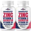 (2 Pack) Immunoblaster Cink Quercetin 500 mg D-vitaminnal és C antioxidáns immunszuppressziós Quercetin Cink kiegészítés férfiak és nők számára - Gluten, Soy, & Dairy Free - 120 Count (Twin Pack)